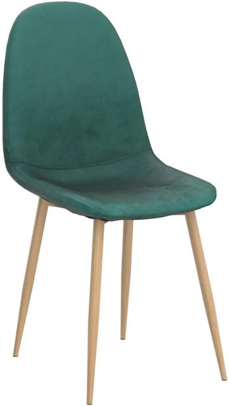 Canglong Kitchen Velvet Cushion Seat, Green Back and Metal Legs, Modern Mid Century Living Room Side Dining Chairs, Set of 4