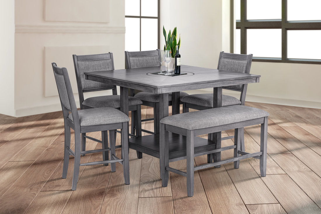 D2320 - Counter Height Table + 4 Chair + Bench Set