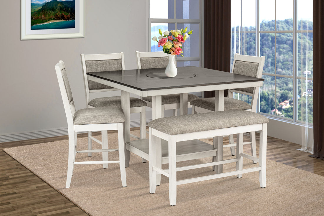 D2320 - Counter Height Table + 4 Chair + Bench Set