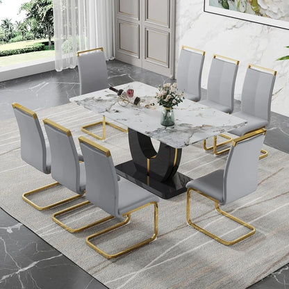 Elevate White Faux Marble (Glass Sticker) Dining Set