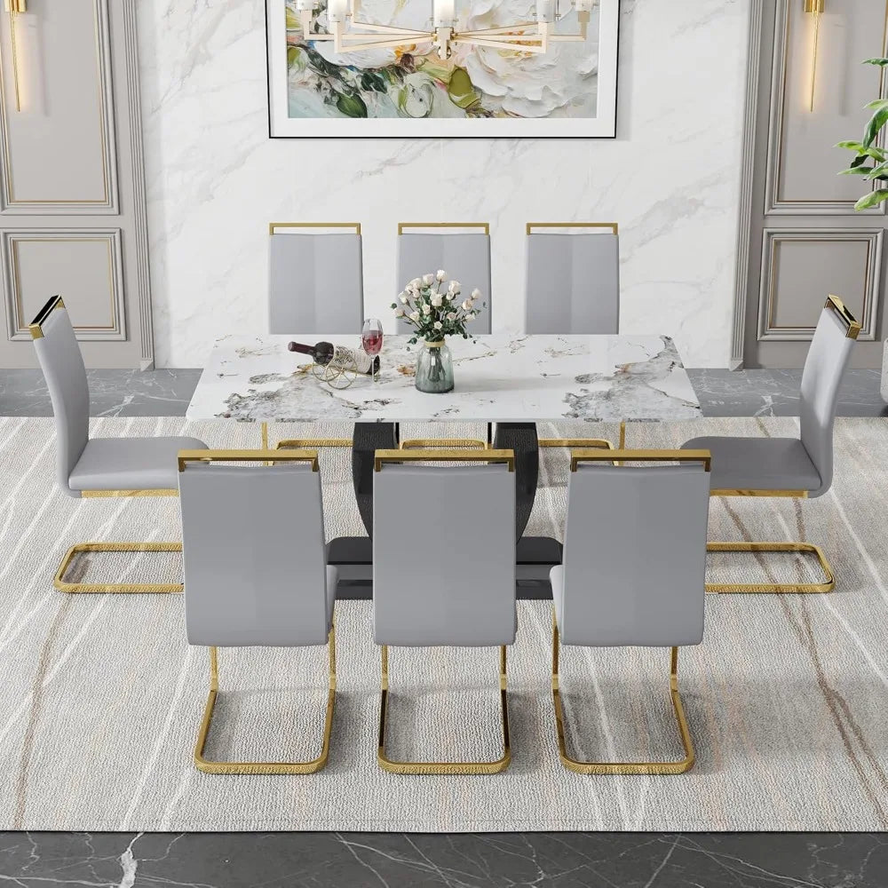 Elevate White Faux Marble (Glass Sticker) Dining Set